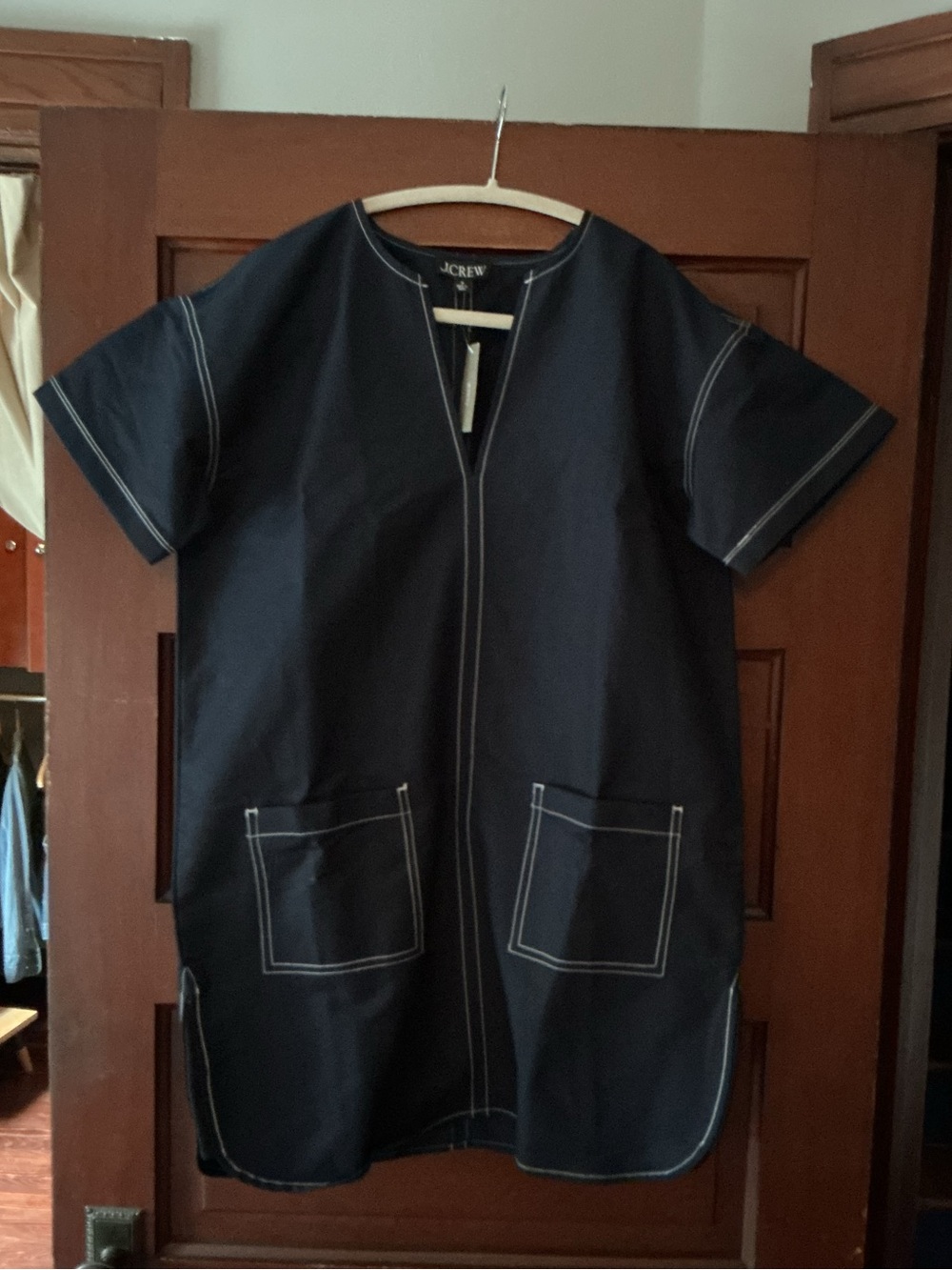 J. Crew Navy patch-pocket pullover dress size medium